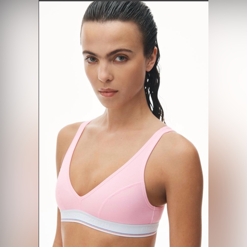 RARE Alexander Wang Women’s V-Neck Bralette Light Pink - Picture 2 of 5